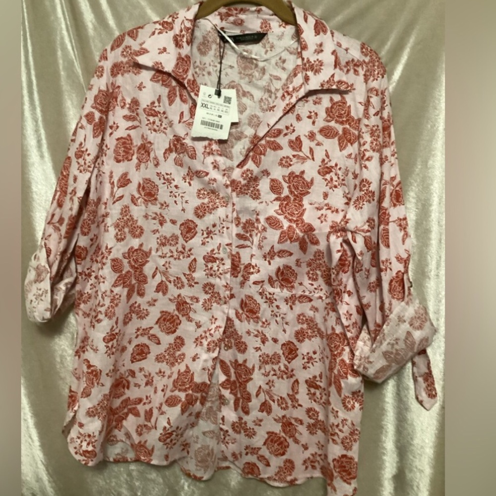 ZARA Life Series Linen Blouse linen SZ XXL (maternity) NWT